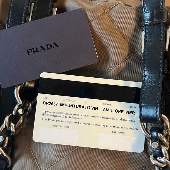 PRADA Impurtunato Nylon Tessuto Shoulder Bag in Antelope Brown and Nero Black - Picture 3 of 10